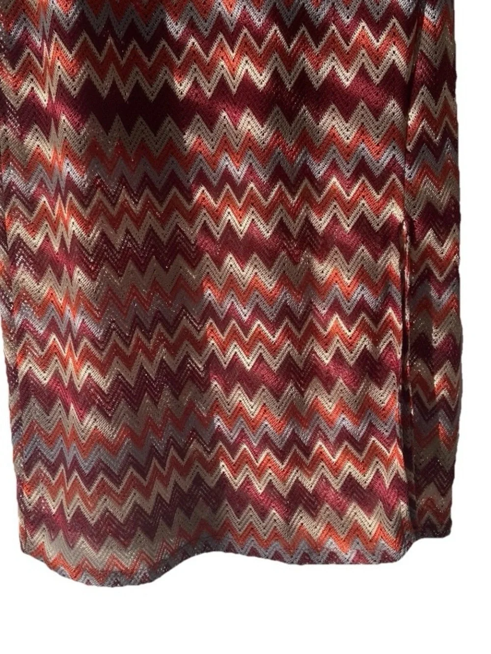 Absolutely Famous Chevron Crochet Knit Maxi Dress Rust Burgundy Sz XL